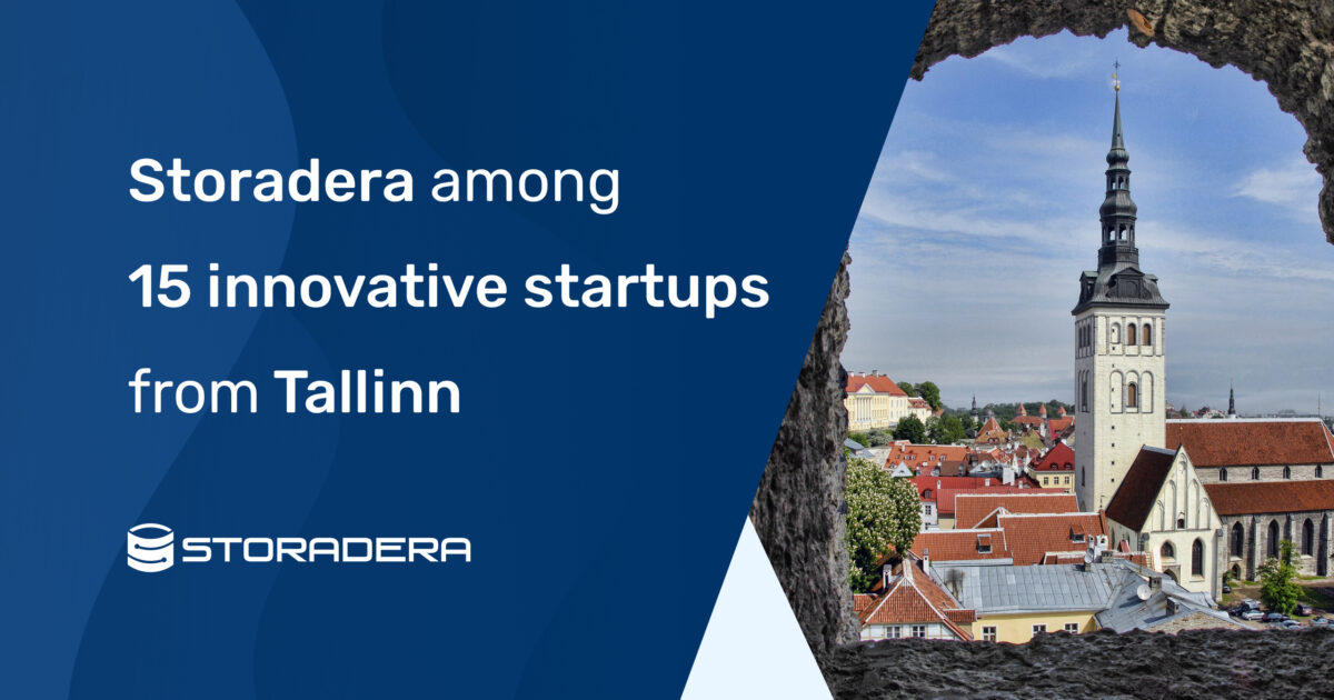Cover image with text "Storadera listed as an innovative startup form Tallinn" and a picture of Tallinn old town.